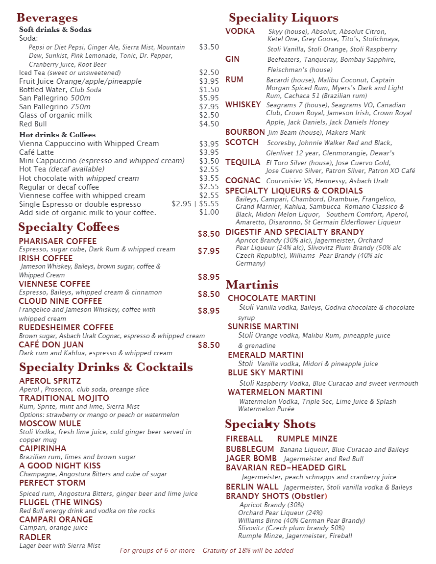 Cafe Old Vienna Old World German / Austrian Restaurant, Deli & Beer